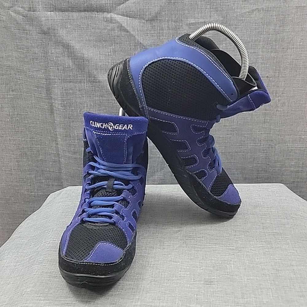 Clinch Gear Blue Black Mesh Toe lace-up Wrestling Shoe Clinchgear Men's 9.5 US